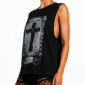 Schwarzes Kreuz Tank Top Großhandel – Muscle-Tank mit gotischem Kreuz-Digitalprint, Totenkopf-Nieten-Rahmen, Dripping-Effekt und schwarzem Strassbesatz – rosemodee.de