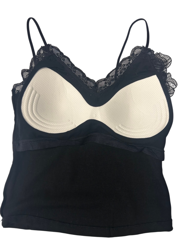 Schwarzes Spitzen Crop Top mit 3D-Blumen, Perlen, Strassteinen und Soft-Cups (1) Schwarzes Spitzen Crop Top mit 3D-Blumen, Perlen, Strassteinen und Soft-Cups
