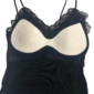 Schwarzes Spitzen Crop Top mit 3D-Blumen, Perlen, Strassteinen und Soft-Cups