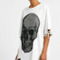 Skull Strass Oversize Shirt Weiß mit Totenkopf Motiv und hochwertigen Strassteinen