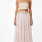 Soft Pink Damen Maxirock mit Tüll und Perlendetails
