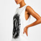 Weißes Gothic Tank Top Großhandel – Muscle-Tank mit mystischer Kronenfigur-Digitalprint und vollflächigem Silber-Schwarz-Strassbesatz auf weißem Untergrund – rosemodee.de
