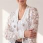 Damen Bestickte Spitzenjacke mit Strass Großhandel Schwarz & Weiß mit transparenter Spitze und 3D-Blumenstickerei