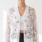 Damen Bestickte Spitzenjacke mit Strass Großhandel Schwarz & Weiß mit transparenter Spitze und 3D-Blumenstickerei