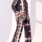 Damen Hemd-Hose Zweiteiler Barock Print mit Strass Großhandel Schwarz