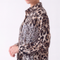 Damen Hemdbluse Leo Print mit Strass Beige Großhandel.