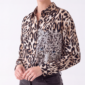 Damen Hemdbluse Leo Print mit Strass Beige Großhandel.