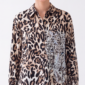 Damen Hemdbluse Leo Print mit Strass Beige Großhandel.