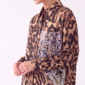 Damen Hemdbluse Leo Print mit Strass Leopard Großhandel Braun.