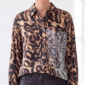 Damen Hemdbluse Leo Print mit Strass Leopard Großhandel Braun.