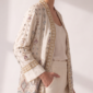 Damen Luxus Kimono mit Perlenstickerei Onesize Großhandel Champagner