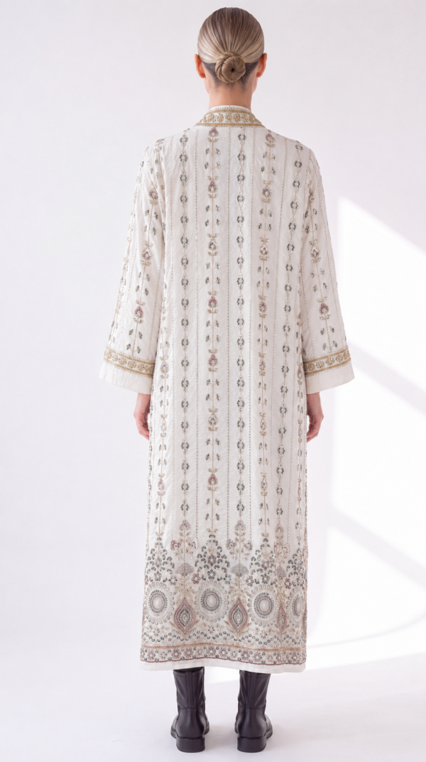 Damen Luxus Kimono mit Perlenstickerei LOT Onesize Großhandel – Champagner Gefüttert AA 55 cm (1) Damen Luxus Kimono mit Perlenstickerei Onesize Großhandel Champagner