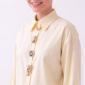 Damen Oversize Baumwollbluse mit Broschen Großhandel Hellgelb