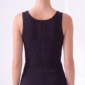 Damen Rippstrick Tanktop mit Strass Großhandel Schwarz mit vertikalen Strass-Applikationen.