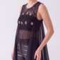 Damen Spitzenbluse mit Chiffon Cape und Strass Großhandel Schwarz