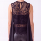 Damen Spitzenbluse mit Chiffon Cape und Strass Großhandel Schwarz