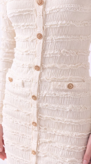 Damen Struktur Strickkleid Großhandel Creme