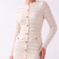 Damen Struktur Strickkleid Großhandel Creme