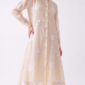Damen Tencel Maxi-Kleid mit 3D-Blüten Großhandel Creme