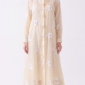 Damen Tencel Maxi-Kleid mit 3D-Blüten Großhandel Creme