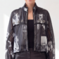 Damen Transparente Crop-Jacke mit Strass Großhandel Love Print Schwarz Weiß