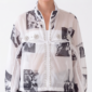 Damen Transparente Crop-Jacke mit Strass Großhandel Love Print Schwarz Weiß