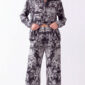 Damen Zweiteiler Animal Print mit Strass Großhandel in Schwarz
