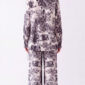 Damen Hemd-Hose Zweiteiler Animal Print mit Strass Großhandel Weiß