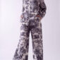 Damen Hemd-Hose Zweiteiler Animal Print mit Strass Großhandel Weiß