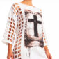 Gothic Oversize Kleid Schwarz und Weiß Weiß Variante mit Strass Cross Print