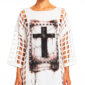 Gothic Oversize Kleid Schwarz und Weiß Weiß Variante mit Strass Cross Print