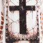 Weißes Gothic Oversize Kleid mit Cross Print und Strass