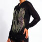 Gothic Onesize Kapuzenjacke Schwarz und Weiß mit Strass Flügel Schwarz