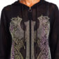 Gothic Onesize Kapuzenjacke Schwarz und Weiß mit Strass Flügel Schwarz