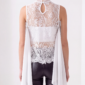 Damen Spitzenbluse mit Chiffon Cape und Strass Großhandel Weiß