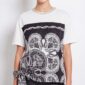 Damen Paisley Print Shirt mit Strass Großhandel Weiß mit Paisley-Print und seitlichen Bindebändern