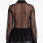 Damen Transparente Tüllbluse mit 3D-Blumenapplikation Großhandel Schwarz mit transparenter Tülloptik