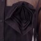 Damen Transparente Tüllbluse mit 3D-Blumenapplikation Großhandel Schwarz mit transparenter Tülloptik