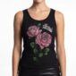 Damen Modal Top mit Strass Rosenmotiv Großhandel Schwarz aus weichem Rippstoff