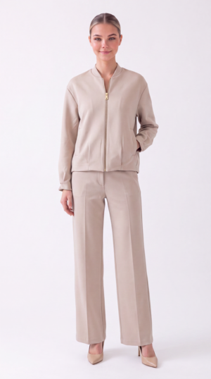 Stoffhose Taupe Großhandel Damen elegante Business Hose Ganzkörperansicht