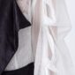 Damen Transparente Satin Crop Jacke Großhandel Schwarz & Weiß mit Satin-Revers und transparenten Tüllärmeln