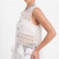 Damen Transparente Spitzenbluse mit Strasskragen Großhandel Schwarz & Weiß aus Spitze mit Organza-Volants