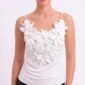 Damen 3D Blumen Top Großhandel Schwarz & Weiß mit großen Blumenapplikationen