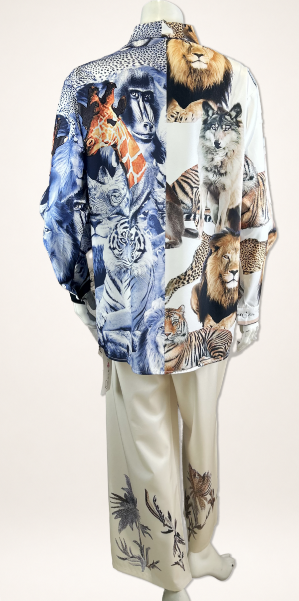 Damen 3-teiliges Set mit Animal Print – Hemd, Hose & Schal Großhandel (11) Damen 3-teiliges Set Animal Print Bluse Hose Schal Großhandel