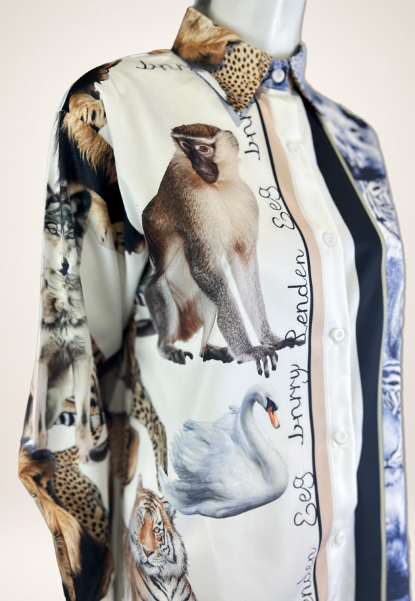 Damen 3-teiliges Set mit Animal Print – Hemd, Hose & Schal Großhandel (8) Damen 3-teiliges Set Animal Print Bluse Hose Schal Großhandel