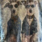 Damen Oversize Shirt mit Hunde Strass in Weiß