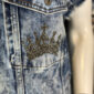 Damen Jeansweste mit Hunde Strass im Destroyed Look