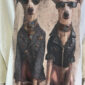 Damen Oversize Shirt mit Hunde Strass in Weiß
