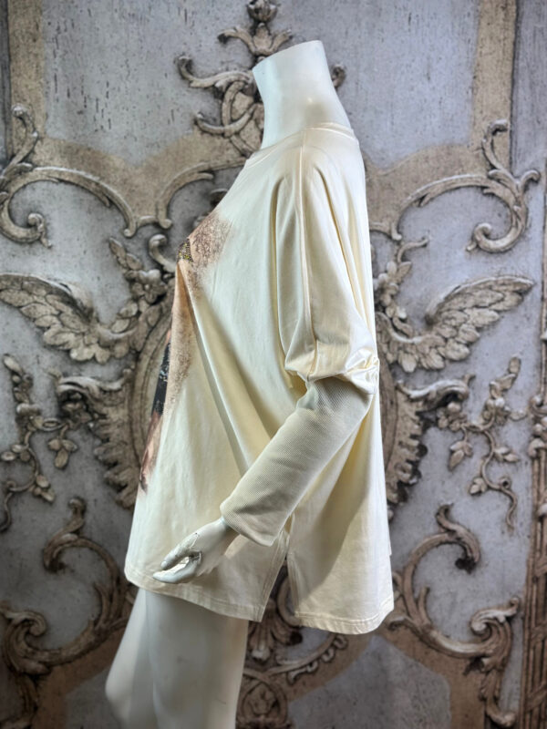 Damen Oversize Shirt mit Hunde Strass in Weiß (5) Damen Oversize Shirt mit Hunde Strass in Weiß