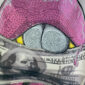 Damen Oversize Sweatjacke mit Money Lips Print und Strass Onesize Großhandel Rosa